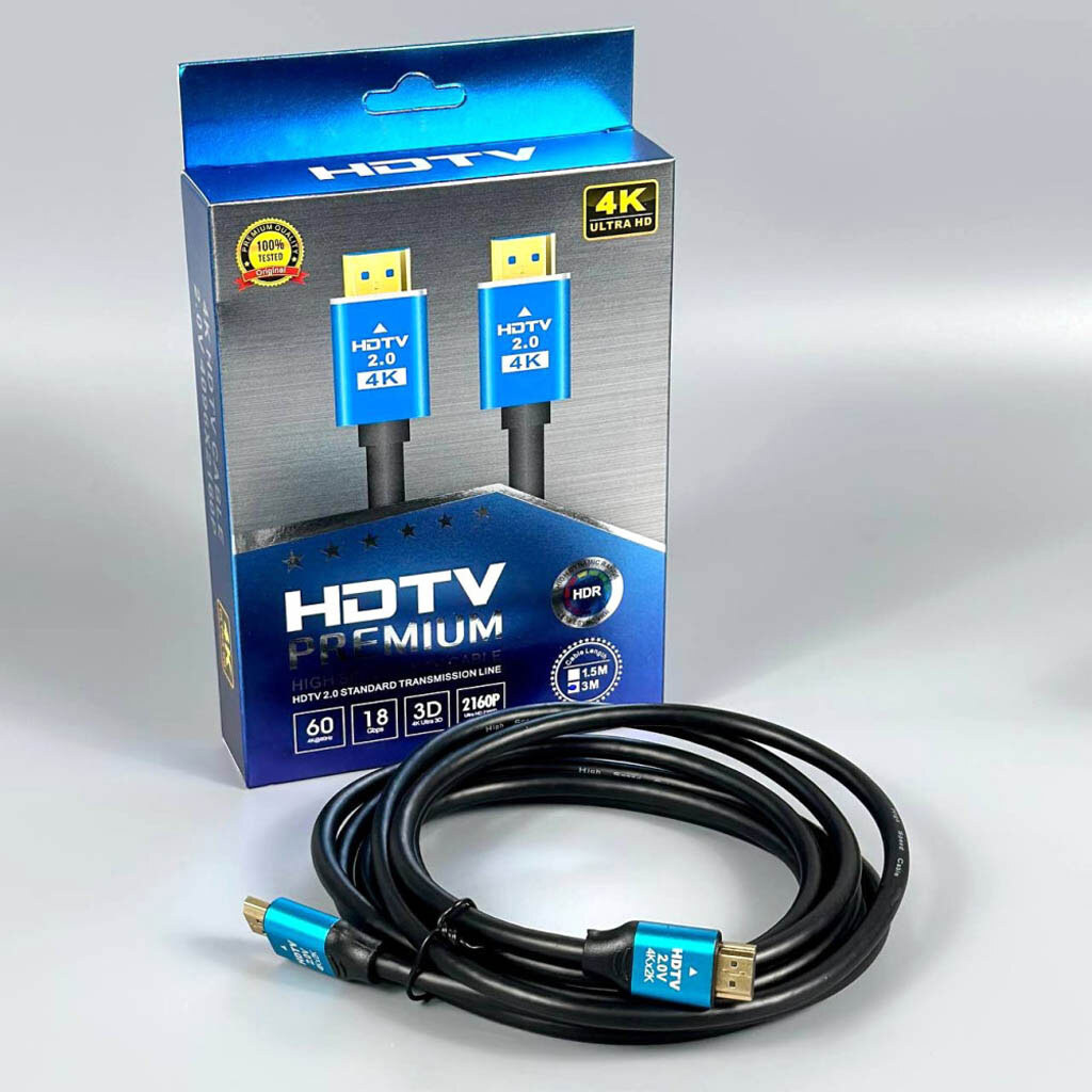 Кабель HDMI - HDMI 2.0V, 0.3 м., Синій - № 4 Кабель HDMI - HDMI 2.0V, 0.3 м., Синій - № 4