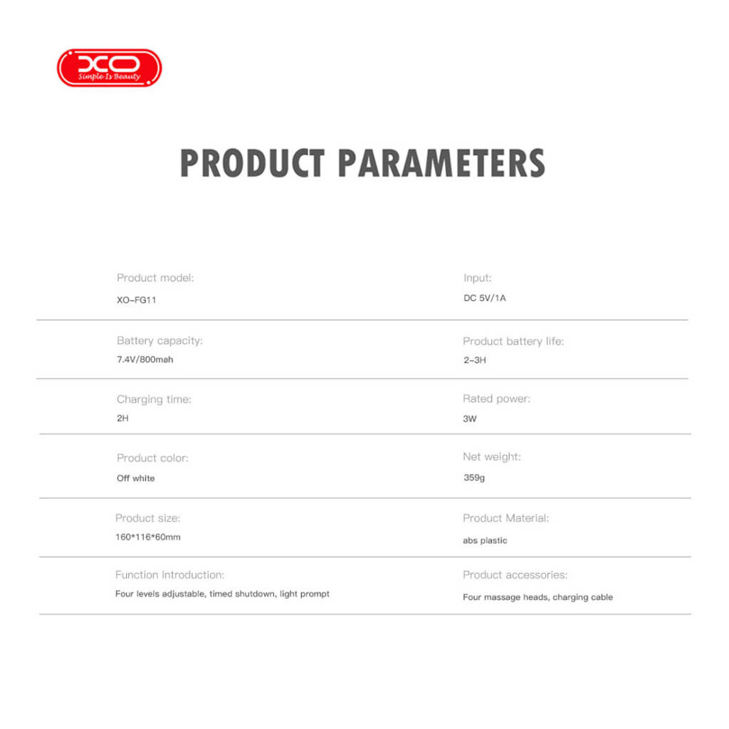 Масажер XO FG11 Mini, Білий - № 6 Масажер XO FG11 Mini, Білий - № 6