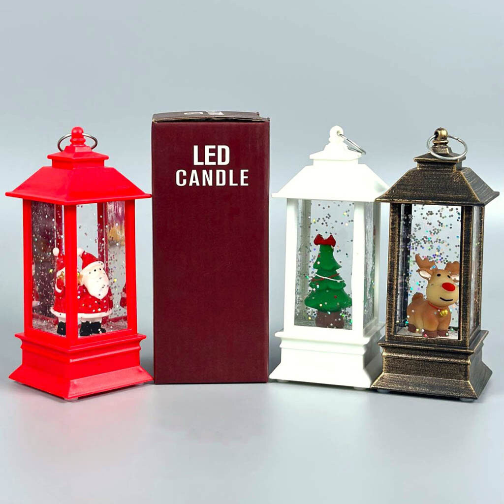 Нічник із різдвяними фігурками всередині., Червоний - № 6 Нічник із різдвяними фігурками всередині., Червоний - № 6