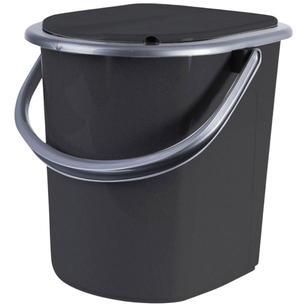 Ведро-туалет пластиковое с крышкой Алеана серо-гранитный, 22 л - № 1 Ведро-туалет пластиковое с крышкой Алеана серо-гранитный, 22 л - № 1