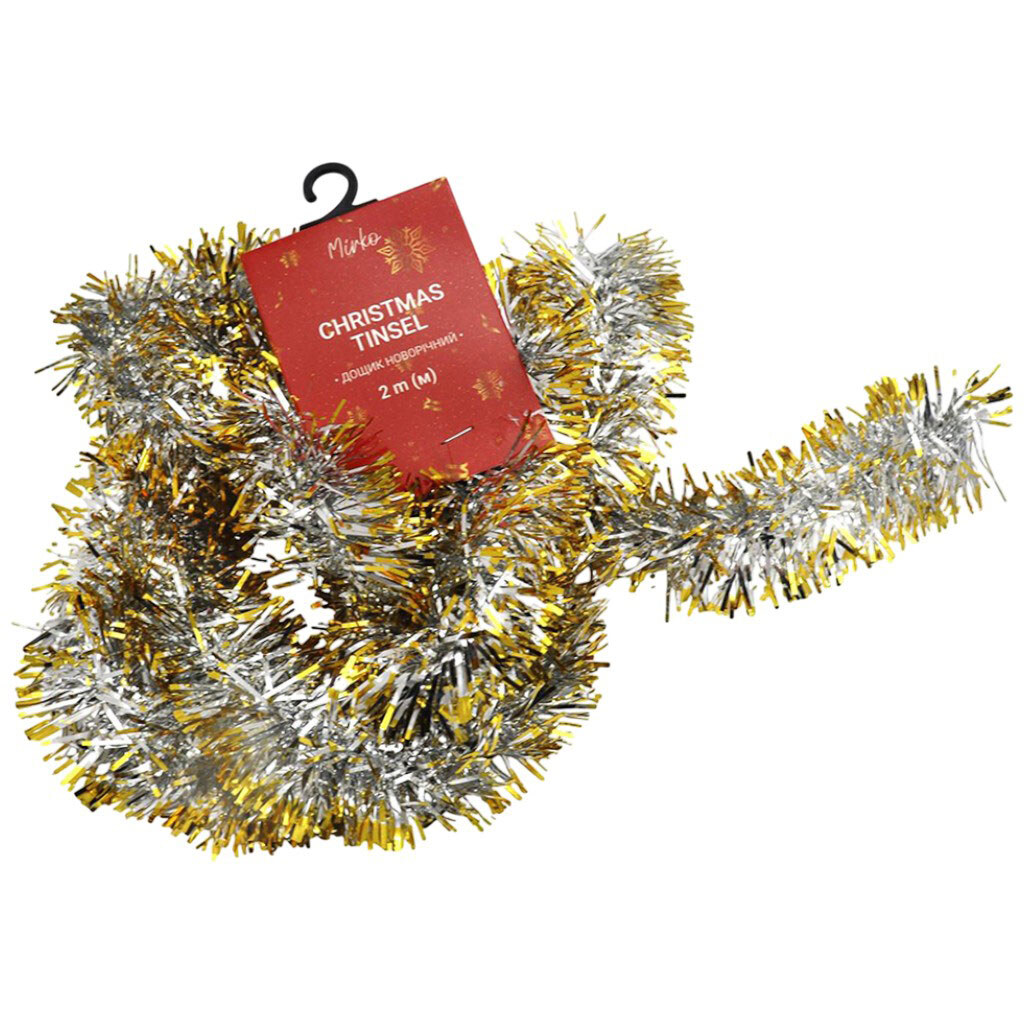 Дощик новорічний двоколірний, d=5 см, 2 м, 10 г, Mirko - № 2 Дощик новорічний двоколірний, d=5 см, 2 м, 10 г, Mirko - № 2
