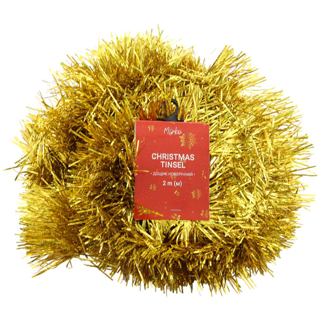 Дощик новорічний однотонний, d=9 см, 2 м, 34 г, Mirko - № 1 Дощик новорічний однотонний, d=9 см, 2 м, 34 г, Mirko - № 1