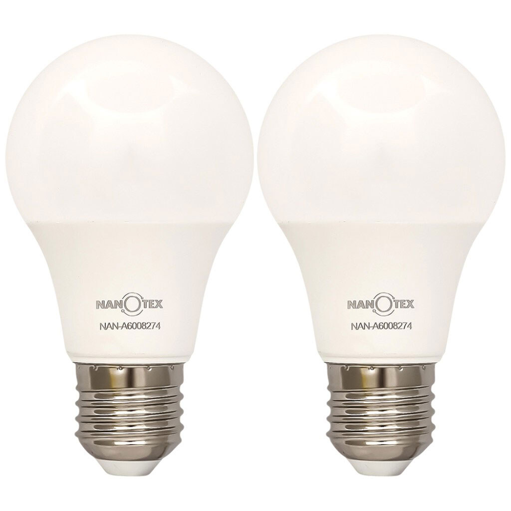 Набір ламп LED NANOTEX A60 8 Вт E27 4100 K 220 В, 2 шт/уп - № 1 Набір ламп LED NANOTEX A60 8 Вт E27 4100 K 220 В, 2 шт/уп - № 1