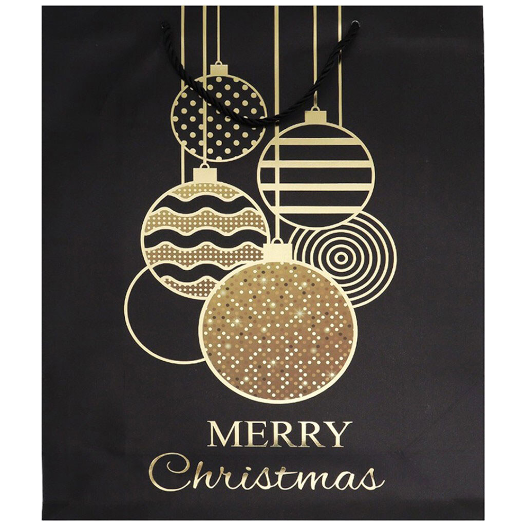 Пакет подарочный бумажный "Merry Christmas", черный, 31х40х12 см - № 1 Пакет подарочный бумажный "Merry Christmas", черный, 31х40х12 см - № 1