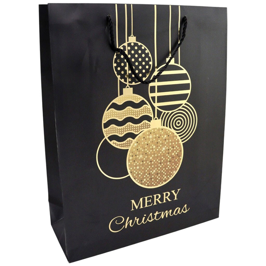 Пакет подарочный бумажный "Merry Christmas", черный, 31х40х12 см - № 2 Пакет подарочный бумажный "Merry Christmas", черный, 31х40х12 см - № 2