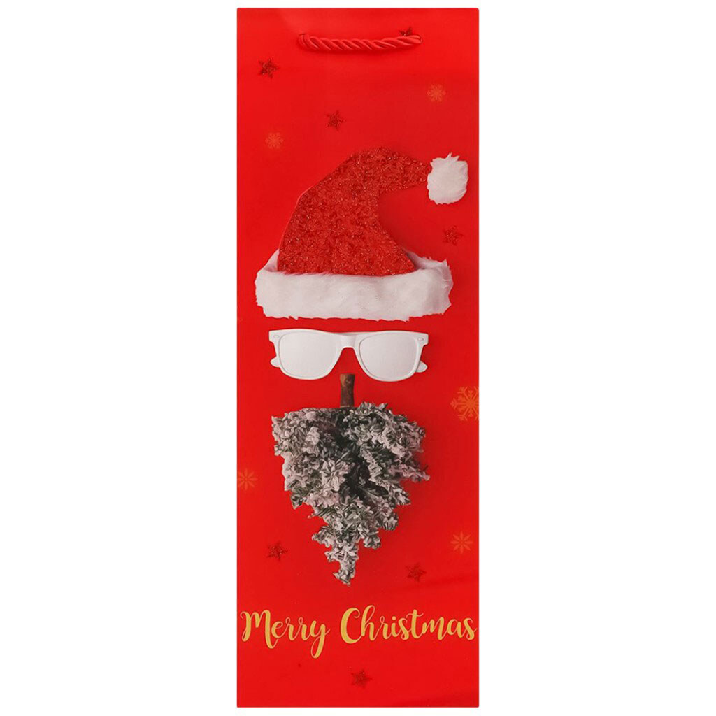 Пакет подарочный бумажный для бутылки "Рождественский", 12х35х9 см - № 1 Пакет подарочный бумажный для бутылки "Рождественский", 12х35х9 см - № 1