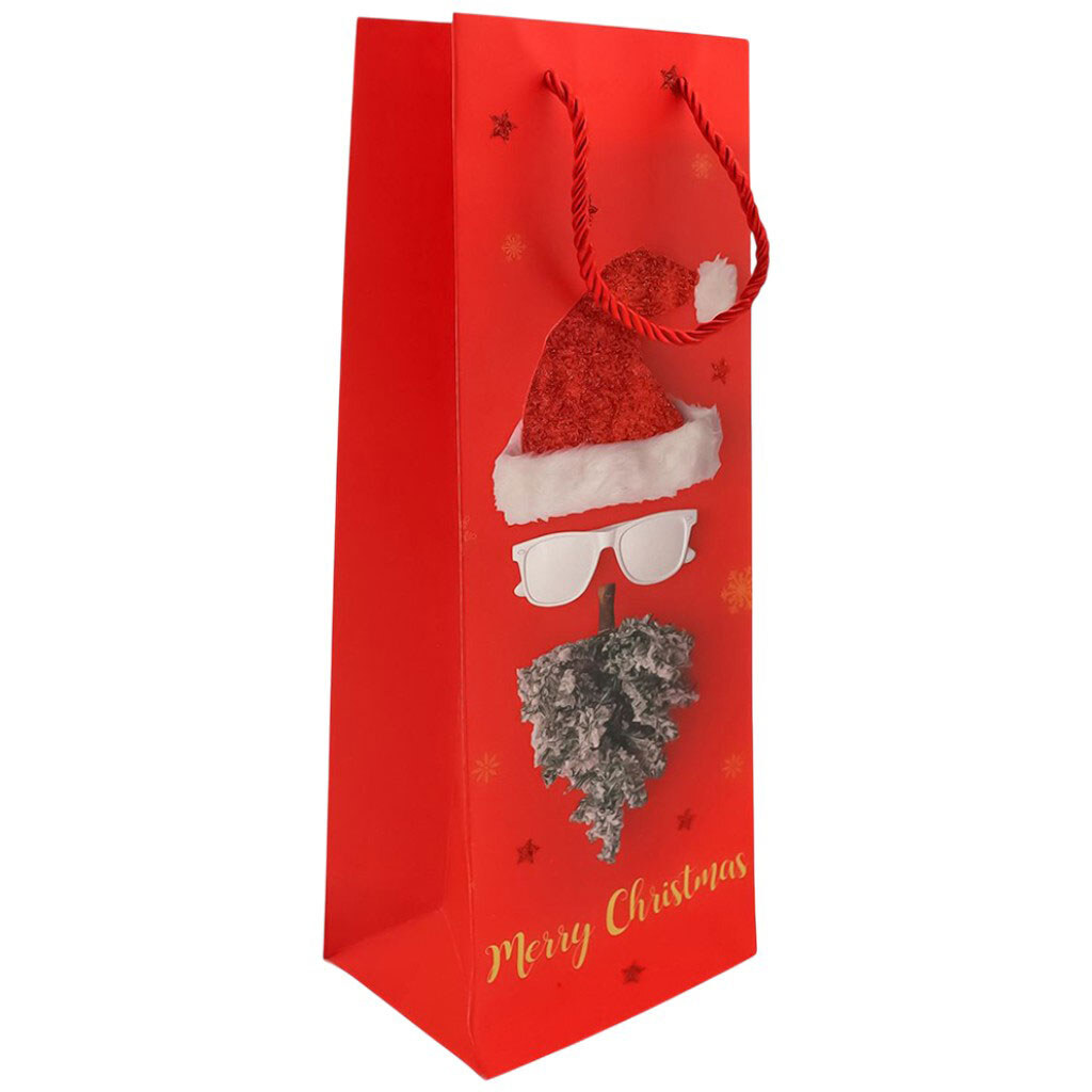Пакет подарочный бумажный для бутылки "Рождественский", 12х35х9 см - № 2 Пакет подарочный бумажный для бутылки "Рождественский", 12х35х9 см - № 2