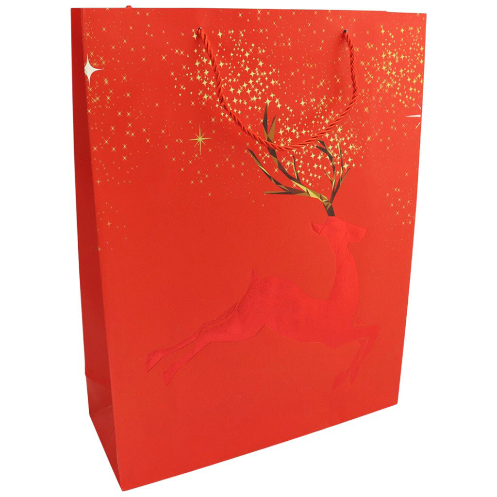 Пакет подарунковий паперовий "Різдвяний", червоний, 31х40х12 см - № 2 Пакет подарунковий паперовий "Різдвяний", червоний, 31х40х12 см - № 2