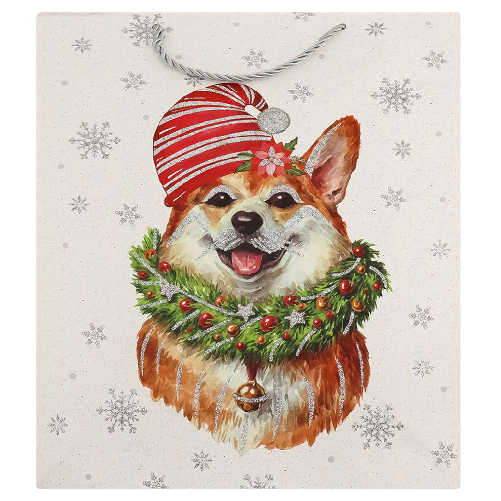 Пакет подарочный бумажный "Рождественские песики", 26х32х10 см - № 1 Пакет подарочный бумажный "Рождественские песики", 26х32х10 см - № 1