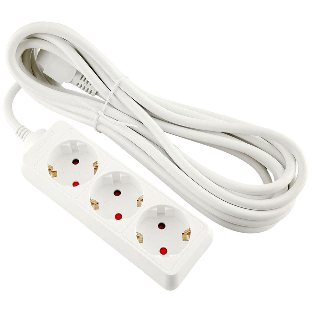 Удлинитель электрический с заземлением LUNO, 3 розетки, 5 м - № 2 Удлинитель электрический с заземлением LUNO, 3 розетки, 5 м - № 2