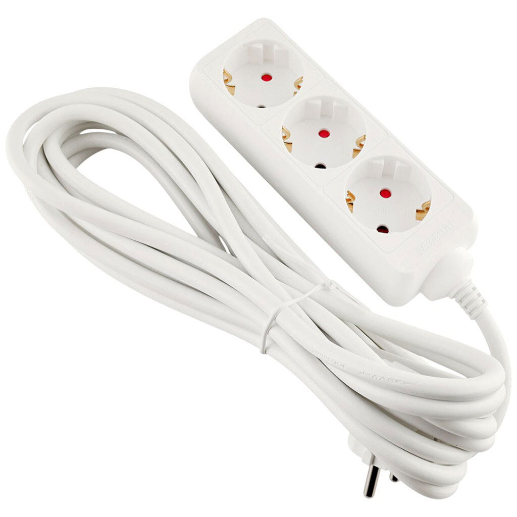 Удлинитель электрический с заземлением LUNO, 3 розетки, 5 м - № 4 Удлинитель электрический с заземлением LUNO, 3 розетки, 5 м - № 4
