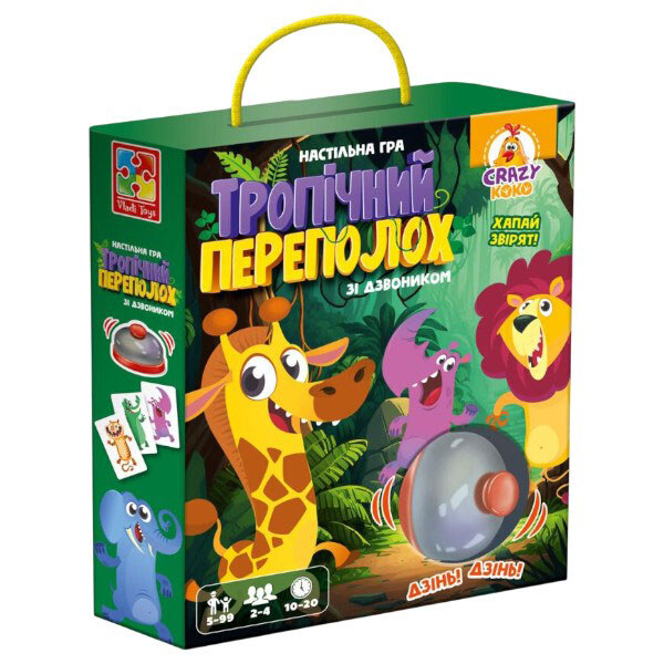 Игра настольная с колокольчиком "Тропический переполох", Vladi Toys - № 1 Игра настольная с колокольчиком "Тропический переполох", Vladi Toys - № 1