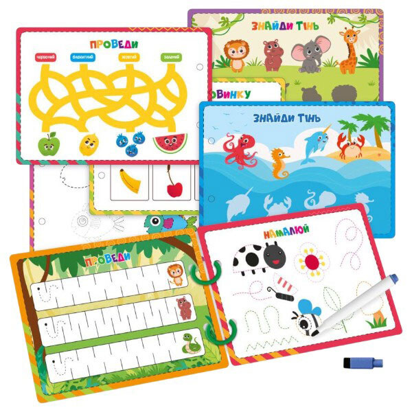 Игра развивающая, карточки на кольцах, пиши-стирай "Львенок", Vladi Toys - № 3 Игра развивающая, карточки на кольцах, пиши-стирай "Львенок", Vladi Toys - № 3