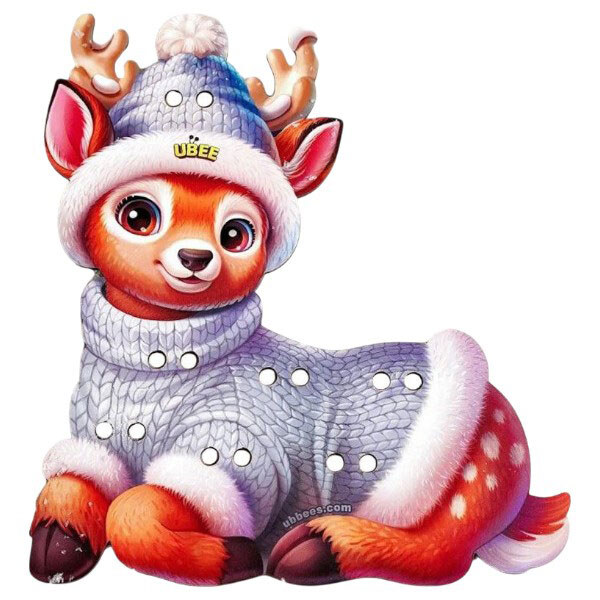 Деревянная игрушка-шнуровка "Олененок", Qbee - № 1 Деревянная игрушка-шнуровка "Олененок", Qbee - № 1