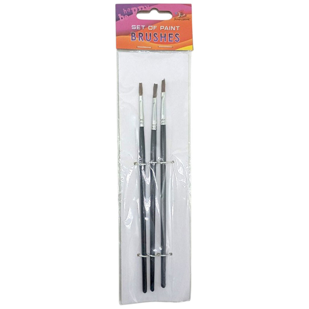 Набор кистей для рисования "Пони", размер 2, 4, 6, 3шт. в пакете, плоская головка, деревянная ручка, Art Studio Of Happiness - № 1 Набор кистей для рисования "Пони", размер 2, 4, 6, 3шт. в пакете, плоская головка, деревянная ручка, Art Studio Of Happiness - № 1