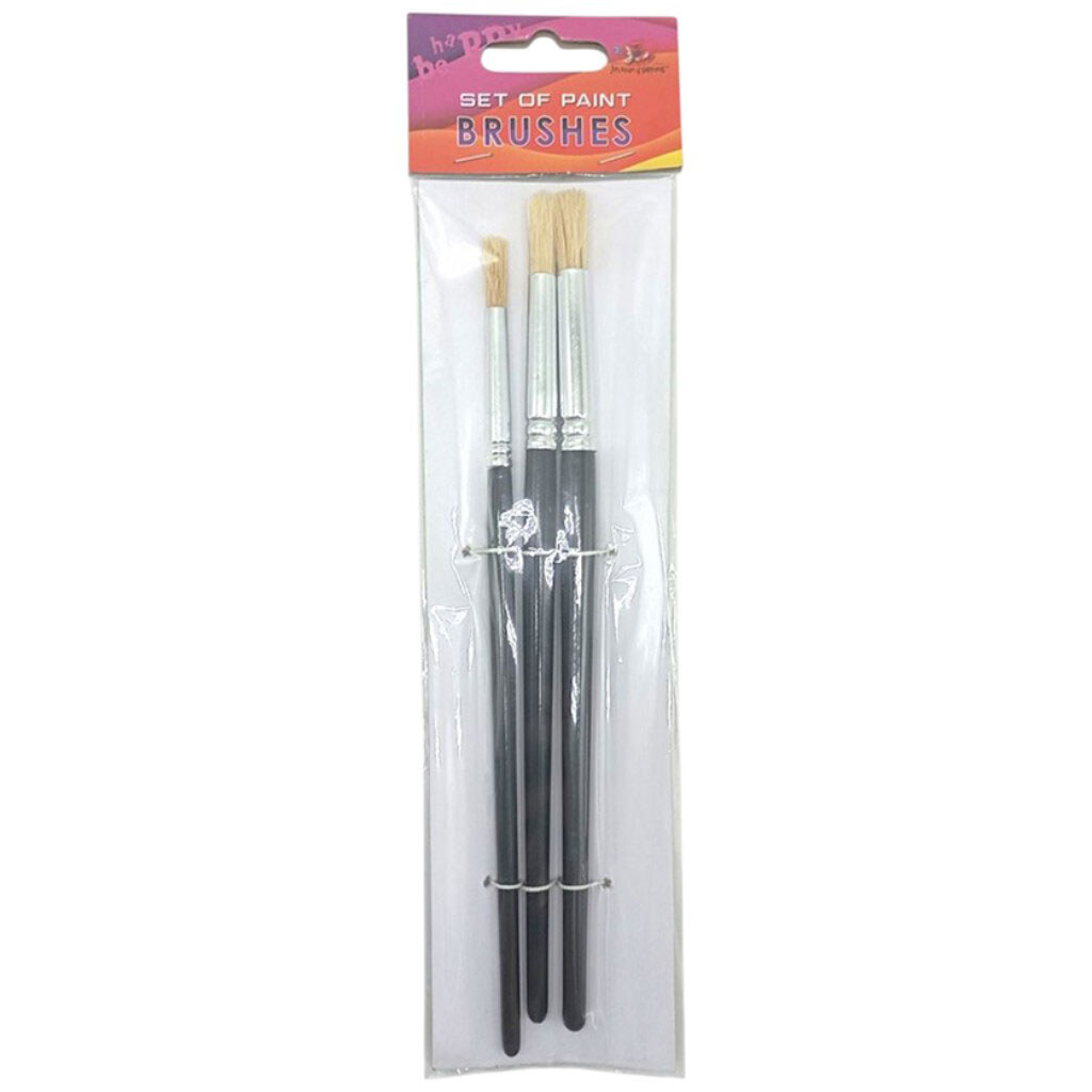 Набор кистей для рисования "Щетина", размер 8, 10, 12, 3шт. в пакете, круглая головка, деревянная р-ка, Art Studio Of Happiness - № 1 Набор кистей для рисования "Щетина", размер 8, 10, 12, 3шт. в пакете, круглая головка, деревянная р-ка, Art Studio Of Happiness - № 1