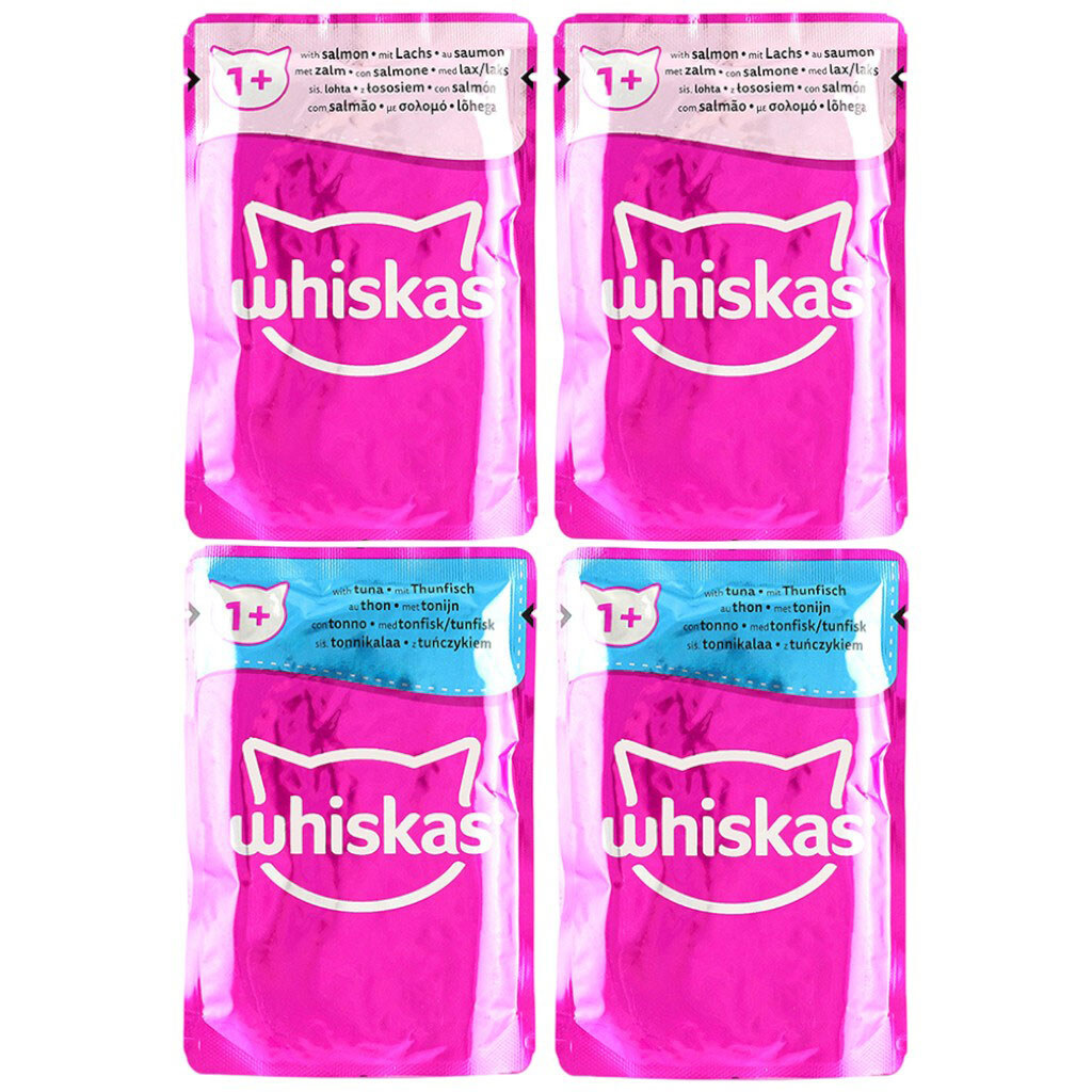 Набор корма для кошек WHISKAS с тунцем, лососем, 85 г х 4 шт/уп. - № 3 Набор корма для кошек WHISKAS с тунцем, лососем, 85 г х 4 шт/уп. - № 3