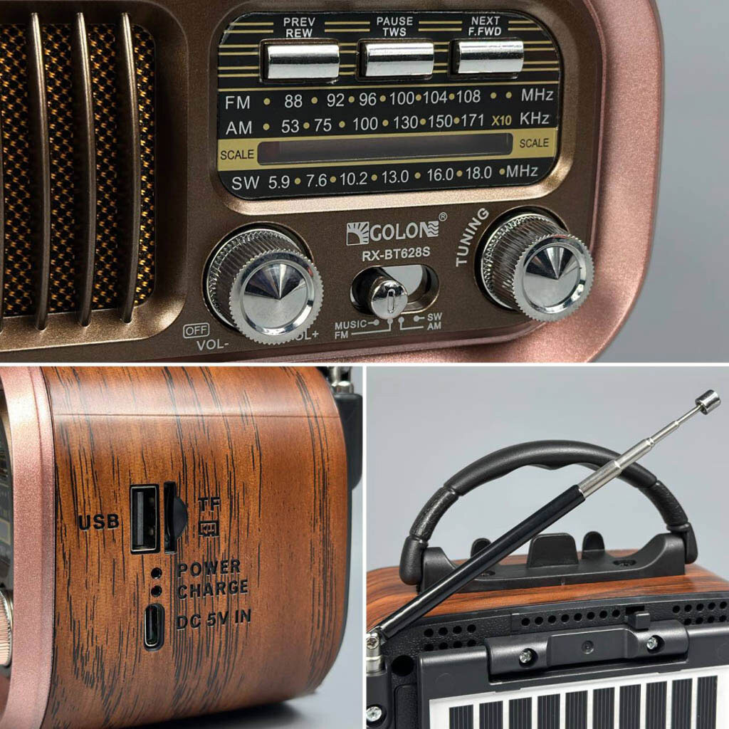 Радиоприемник Golon RX-BT628S, Коричневый - № 6 Радиоприемник Golon RX-BT628S, Коричневый - № 6