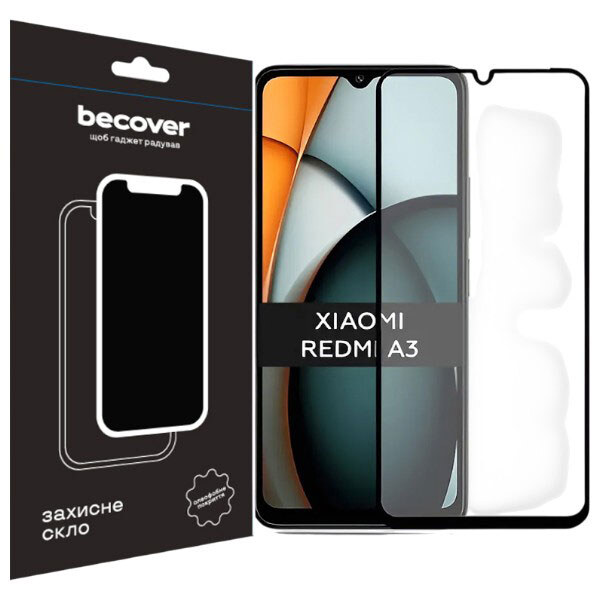 Защитное стекло Xiaomi Redmi A3, BeCover, Черный - № 2 Защитное стекло Xiaomi Redmi A3, BeCover, Черный - № 2