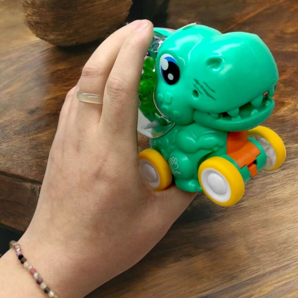 Динозаврик на колесах, інерційний, з шестернями, світло, мікс видів, Mic - № 2 Динозаврик на колесах, інерційний, з шестернями, світло, мікс видів, Mic - № 2