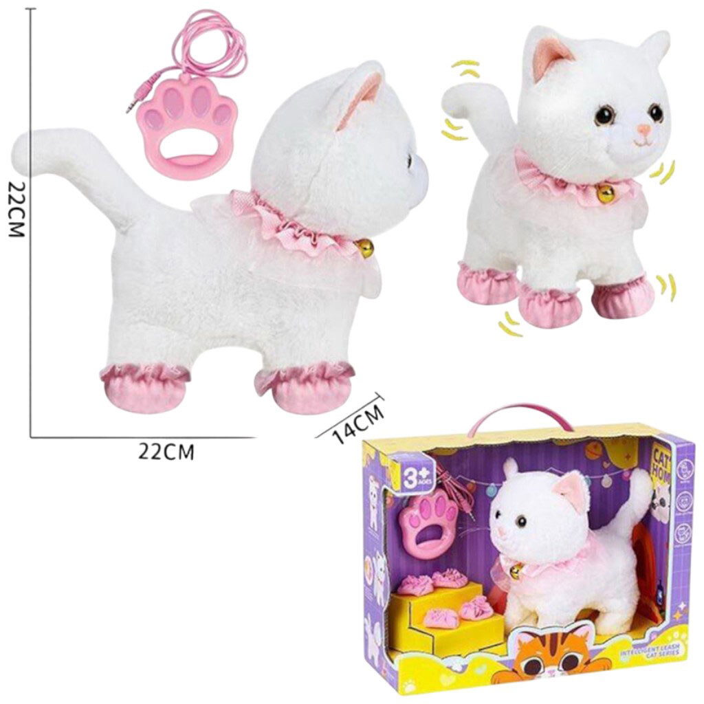 Любимец "Кот", ходит, звуки, аксессуары, на поводке, двигает хвостиком, сенсорные участки, реагирует на плеск в ладони, на батарейках, в коробке, Mic - № 3 Любимец "Кот", ходит, звуки, аксессуары, на поводке, двигает хвостиком, сенсорные участки, реагирует на плеск в ладони, на батарейках, в коробке, Mic - № 3