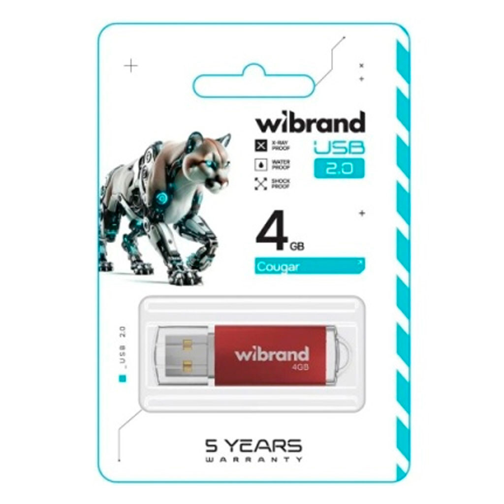 USB Flash Wibrand Cougar, 4 Гб., Красный - № 2 USB Flash Wibrand Cougar, 4 Гб., Красный - № 2
