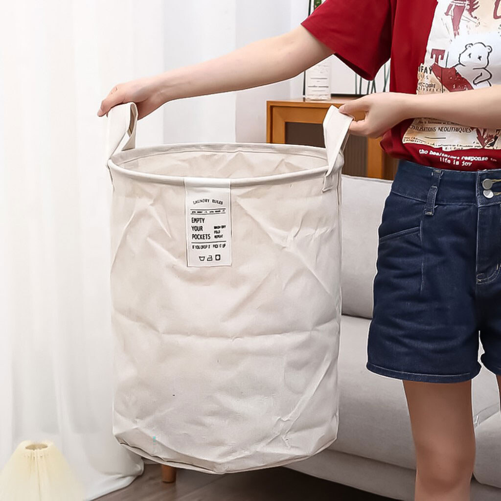 Кошик для зберігання речей текстильний круглий однотоннийm 40х50 см - № 3 Кошик для зберігання речей текстильний круглий однотоннийm 40х50 см - № 3