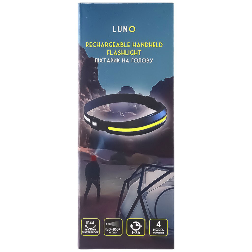 Фонарик на голову аккумуляторный LUNO 4 режима - № 1 Фонарик на голову аккумуляторный LUNO 4 режима - № 1