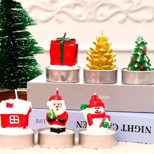 Набір свічок новорічних декоративних в асортименті, 3 шт - № 6 Набір свічок новорічних декоративних в асортименті, 3 шт - № 6