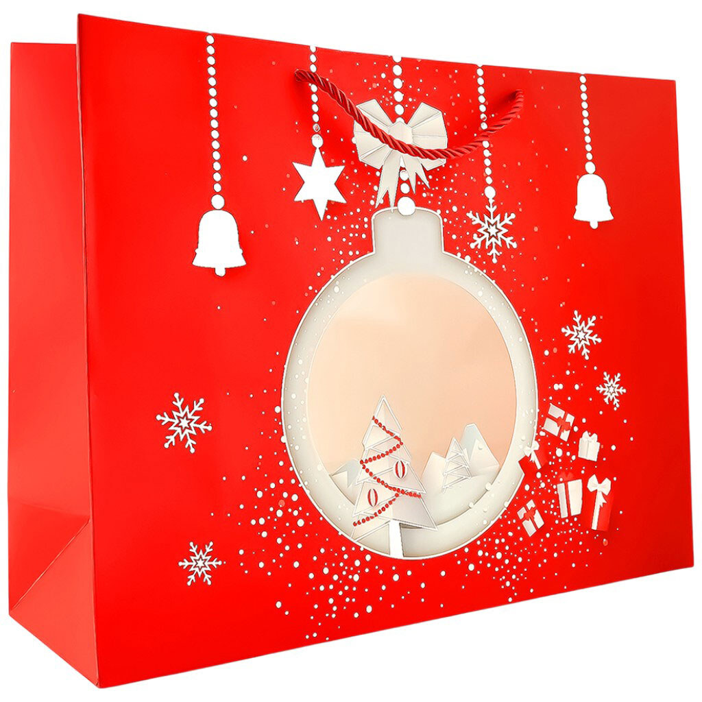 Пакет подарочный бумажный "Рождественский", микс красный, 31х40х12 см - № 2 Пакет подарочный бумажный "Рождественский", микс красный, 31х40х12 см - № 2