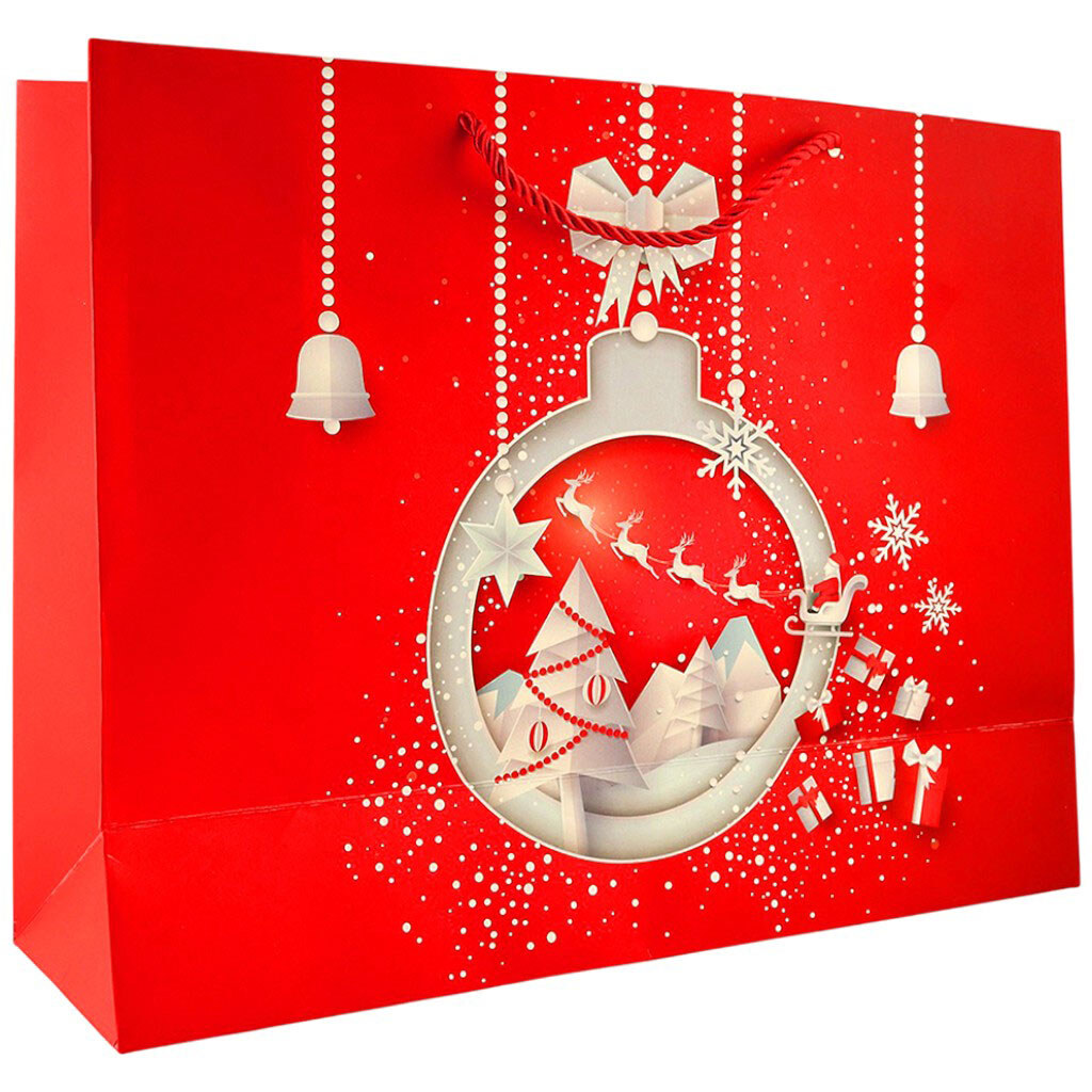 Пакет подарочный бумажный "Рождественский", микс красный, 31х40х12 см - № 3 Пакет подарочный бумажный "Рождественский", микс красный, 31х40х12 см - № 3
