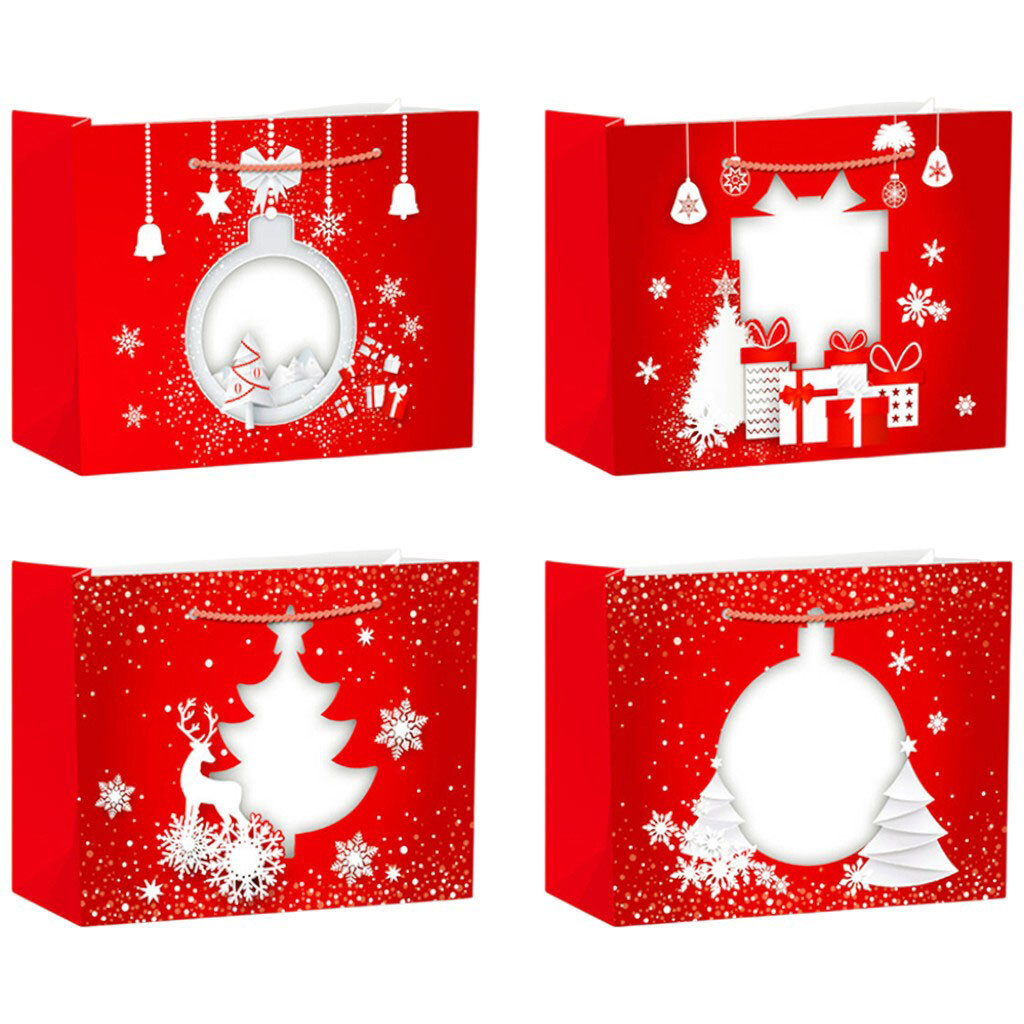 Пакет подарочный бумажный "Рождественский", микс красный, 31х40х12 см - № 4 Пакет подарочный бумажный "Рождественский", микс красный, 31х40х12 см - № 4