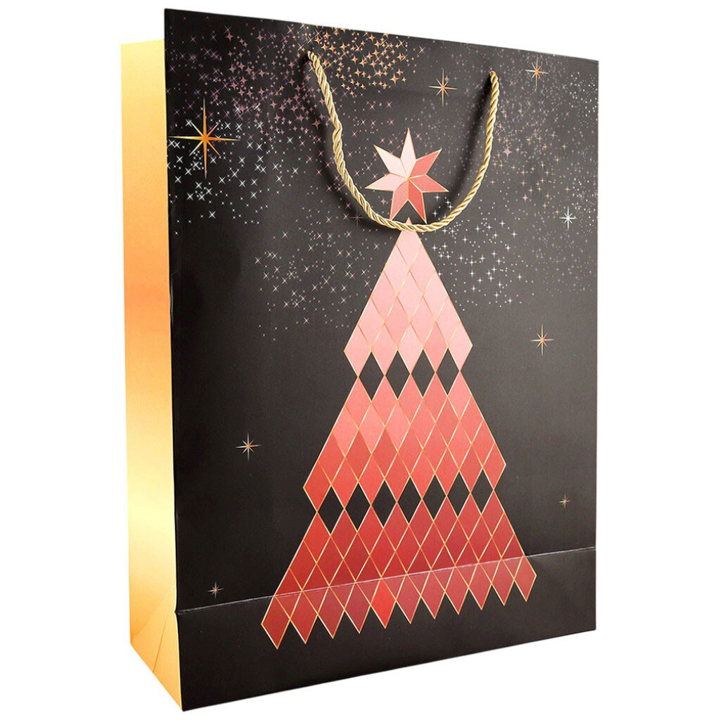 Пакет подарочный бумажный "Рождественский", микс черный, 31х40х12 см - № 2 Пакет подарочный бумажный "Рождественский", микс черный, 31х40х12 см - № 2
