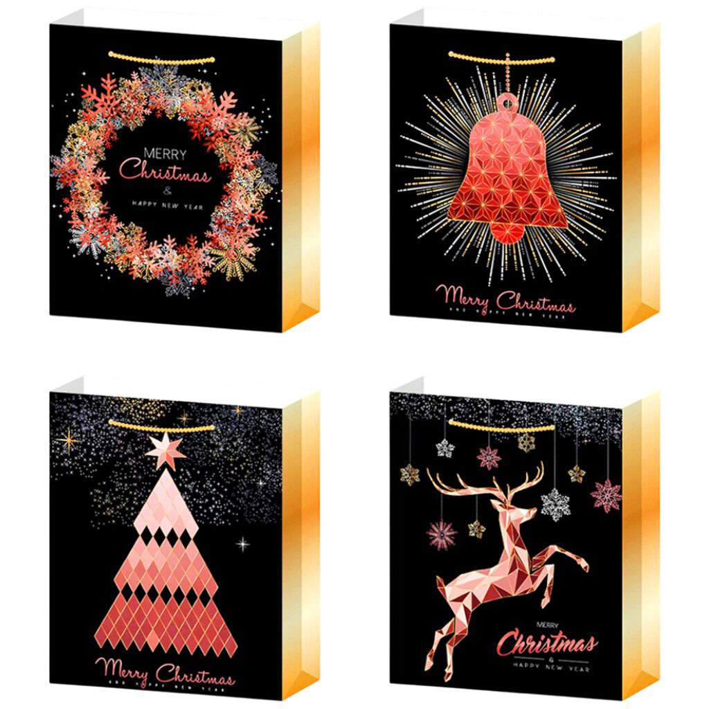 Пакет подарочный бумажный "Рождественский", микс черный, 31х40х12 см - № 3 Пакет подарочный бумажный "Рождественский", микс черный, 31х40х12 см - № 3