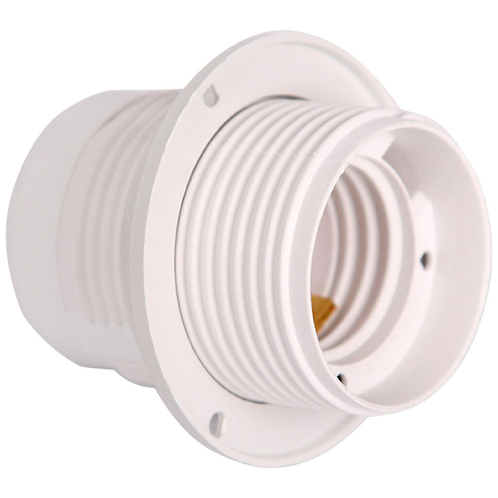 Патрон электрический пластиковый с гайкой ERKA 03 Е27 белый - № 1 Патрон электрический пластиковый с гайкой ERKA 03 Е27 белый - № 1