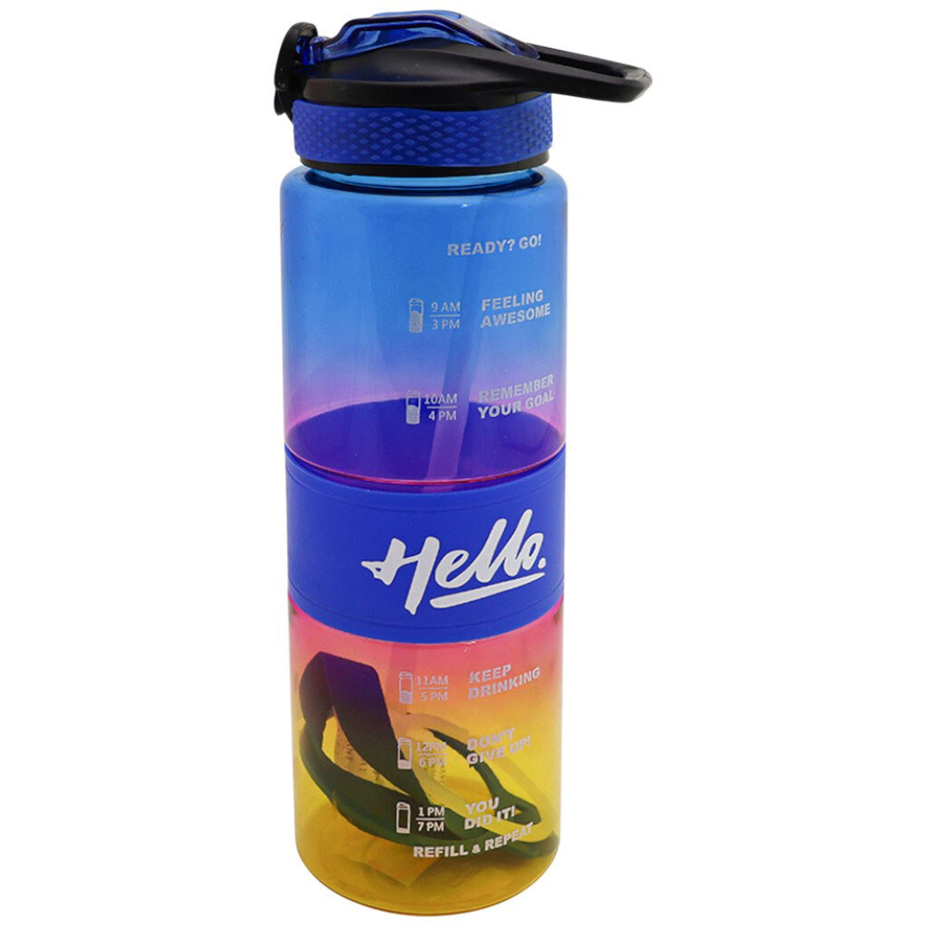 Пляшка для напоїв пластикова кольорова з написом, 1000 мл - № 1 Пляшка для напоїв пластикова кольорова з написом, 1000 мл - № 1