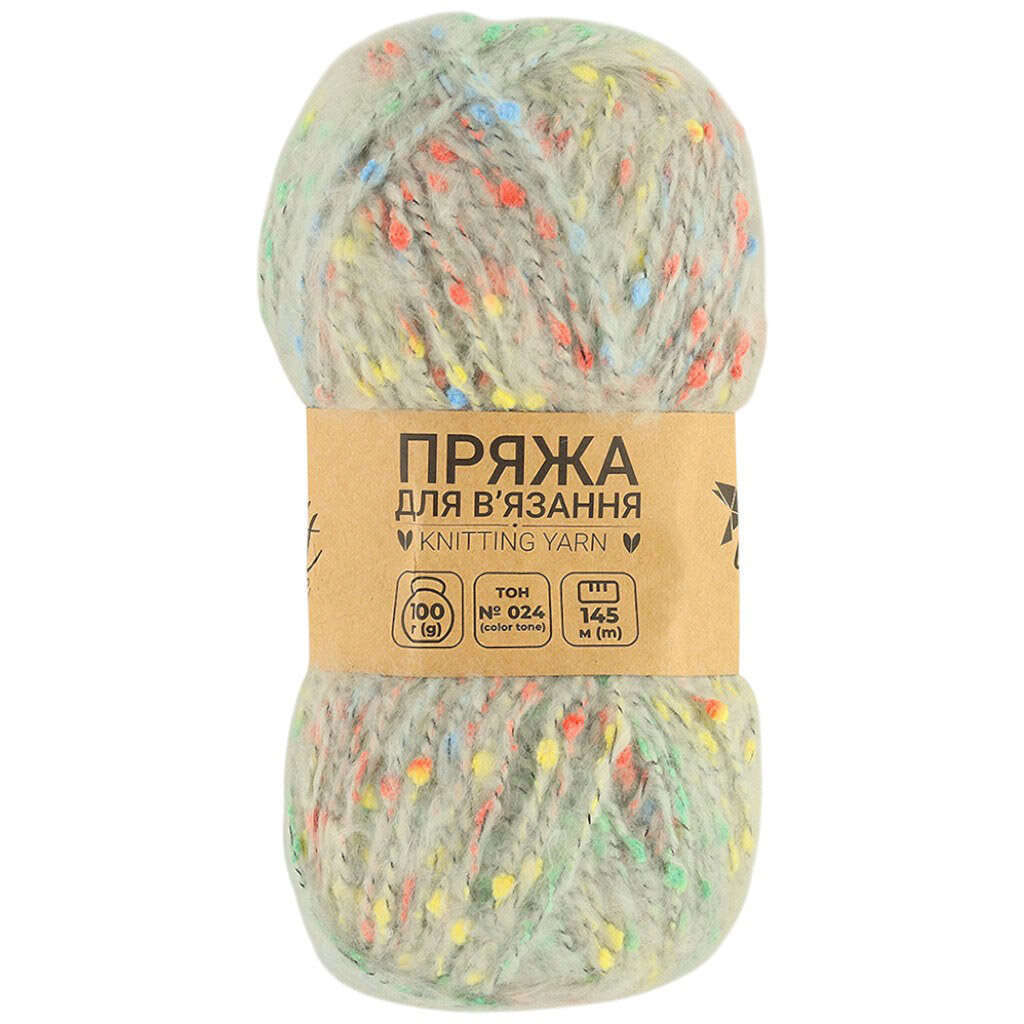 Пряжа для в'язання з декором Craft time 100 г, 145 м тон №024 - № 1 Пряжа для в'язання з декором Craft time 100 г, 145 м тон №024 - № 1