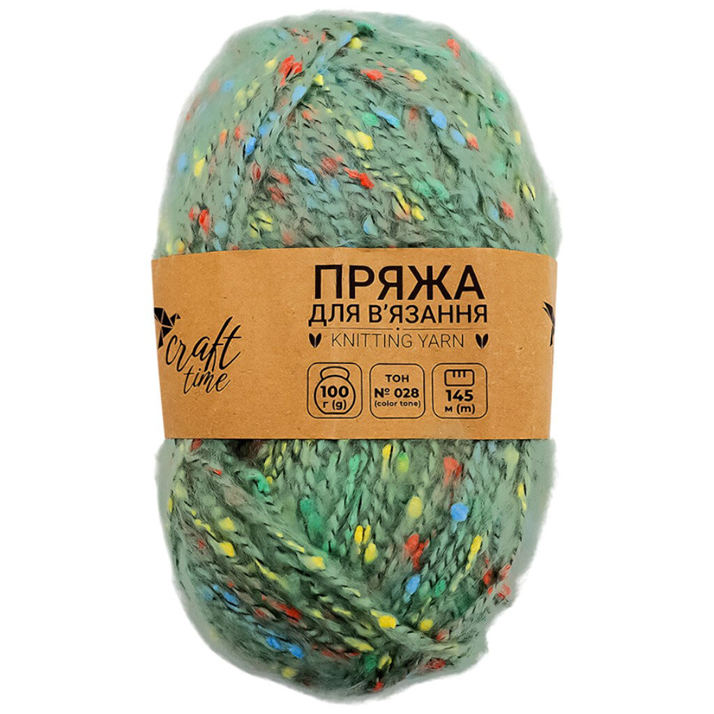 Пряжа для вязания с декором Craft time 100 г, 145 м тонн №028 - № 1 Пряжа для вязания с декором Craft time 100 г, 145 м тонн №028 - № 1
