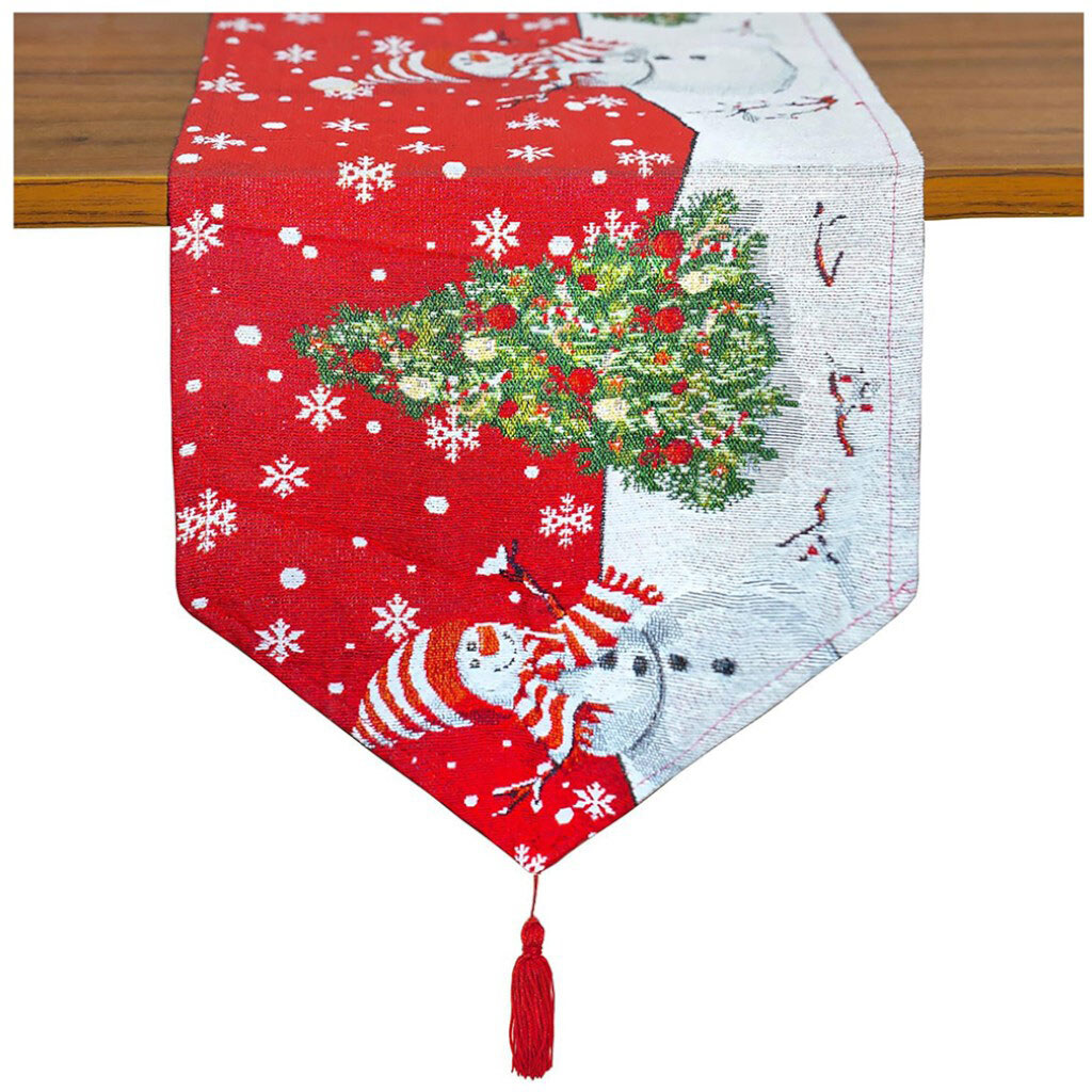 Скатертина-ранер декорована з різдвяним принтом, 33х145 см - № 4 Скатертина-ранер декорована з різдвяним принтом, 33х145 см - № 4