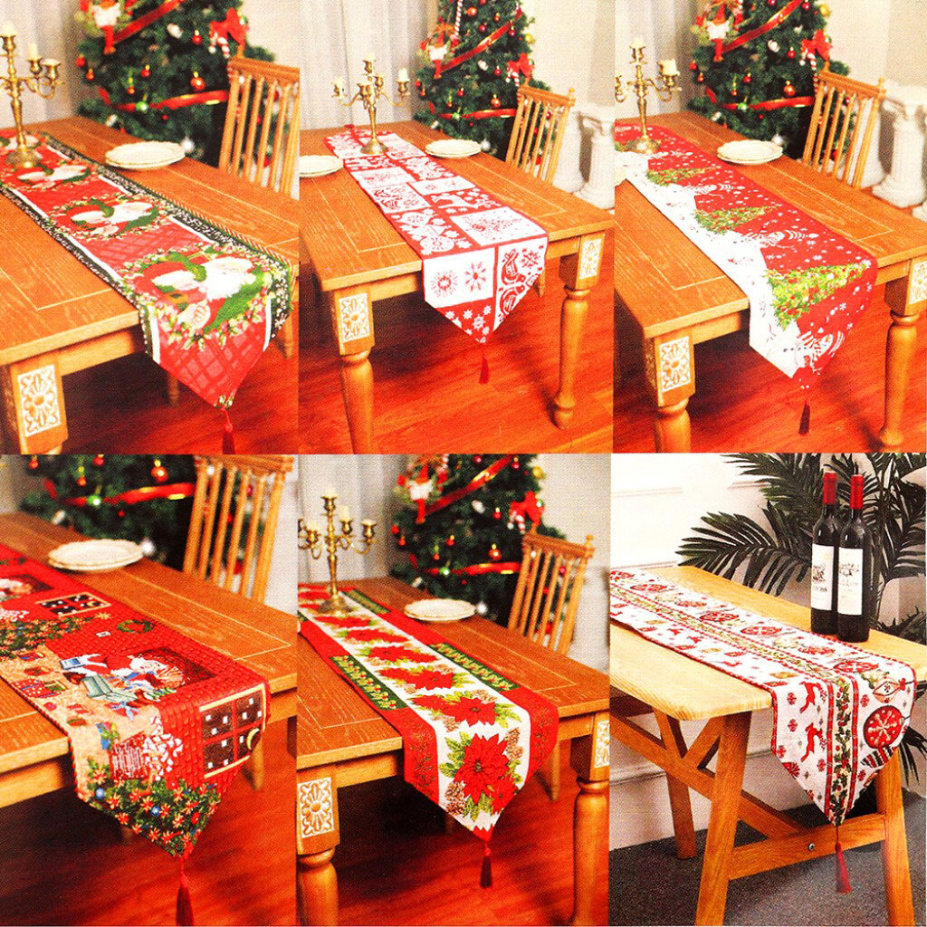 Скатертина-ранер декорована з різдвяним принтом, 33х145 см - № 5 Скатертина-ранер декорована з різдвяним принтом, 33х145 см - № 5