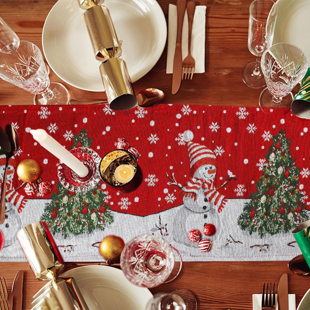 Скатертина-ранер декорована з різдвяним принтом, 33х145 см - № 7 Скатертина-ранер декорована з різдвяним принтом, 33х145 см - № 7