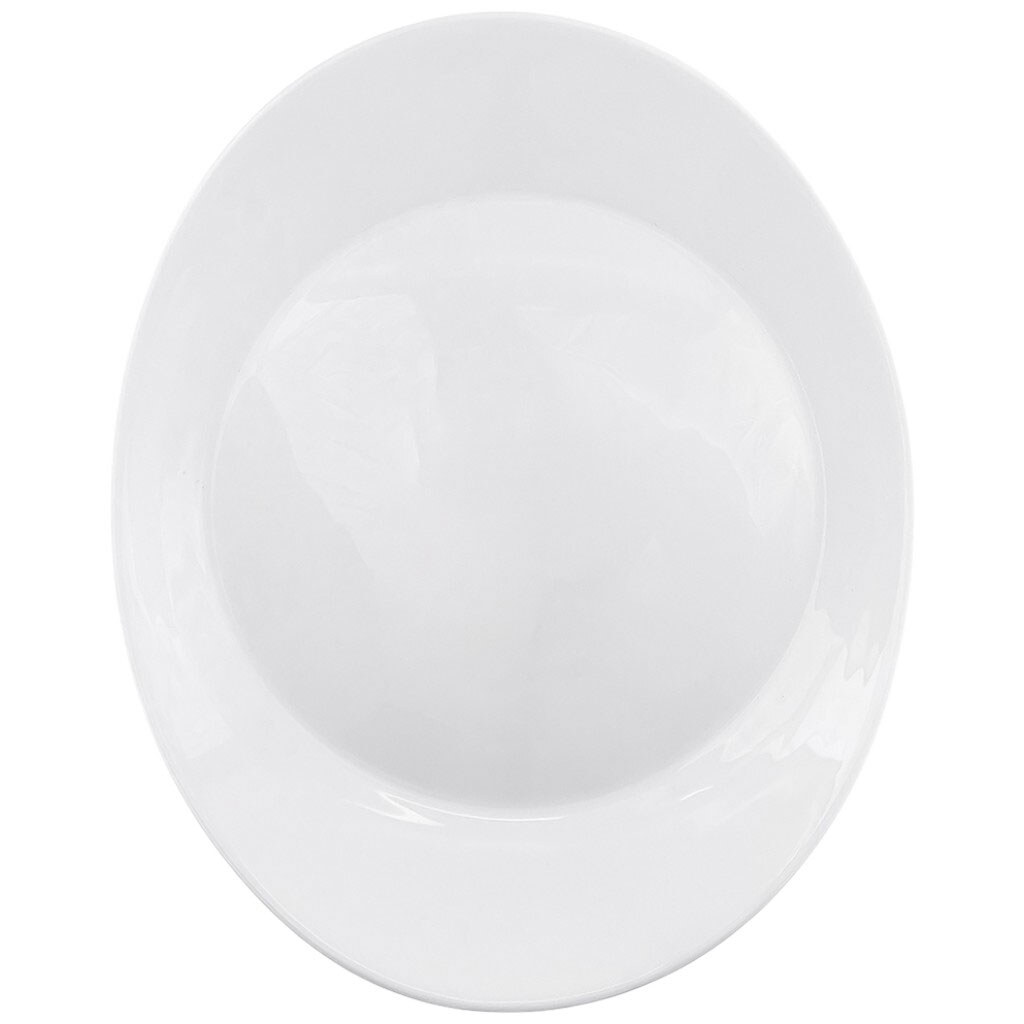 Тарілка скляна овальна Bormioli Prometeo біла, 32х26 см - № 2 Тарілка скляна овальна Bormioli Prometeo біла, 32х26 см - № 2