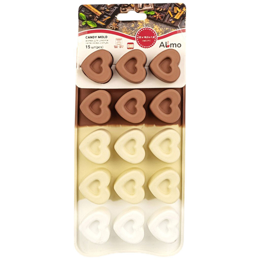 Форма для цукерок силіконова Almo "Серця", 15шт/лист - № 2 Форма для цукерок силіконова Almo "Серця", 15шт/лист - № 2