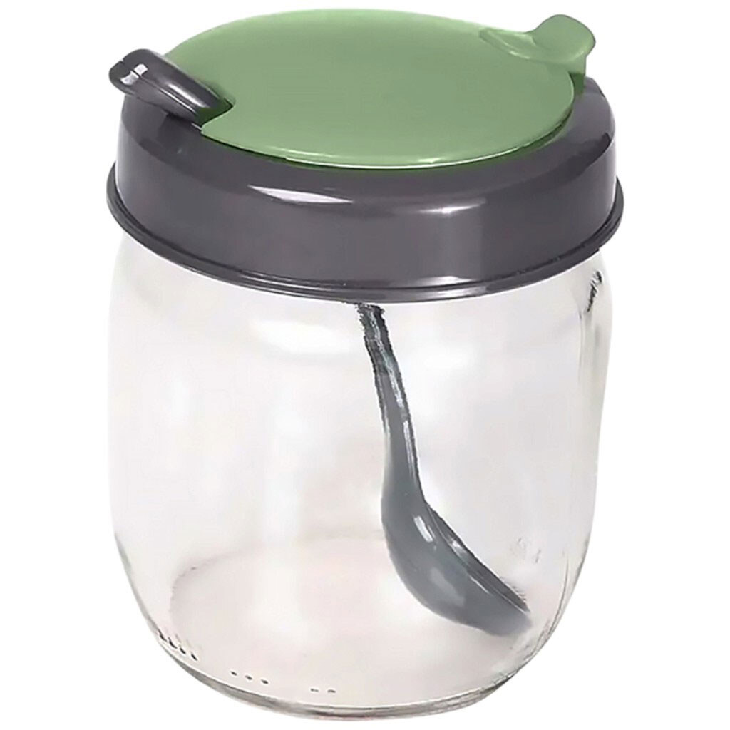 Цукорниця скляна з пластиковою кришкою, ложкою HEREVIN, 300 мл - № 1 Цукорниця скляна з пластиковою кришкою, ложкою HEREVIN, 300 мл - № 1