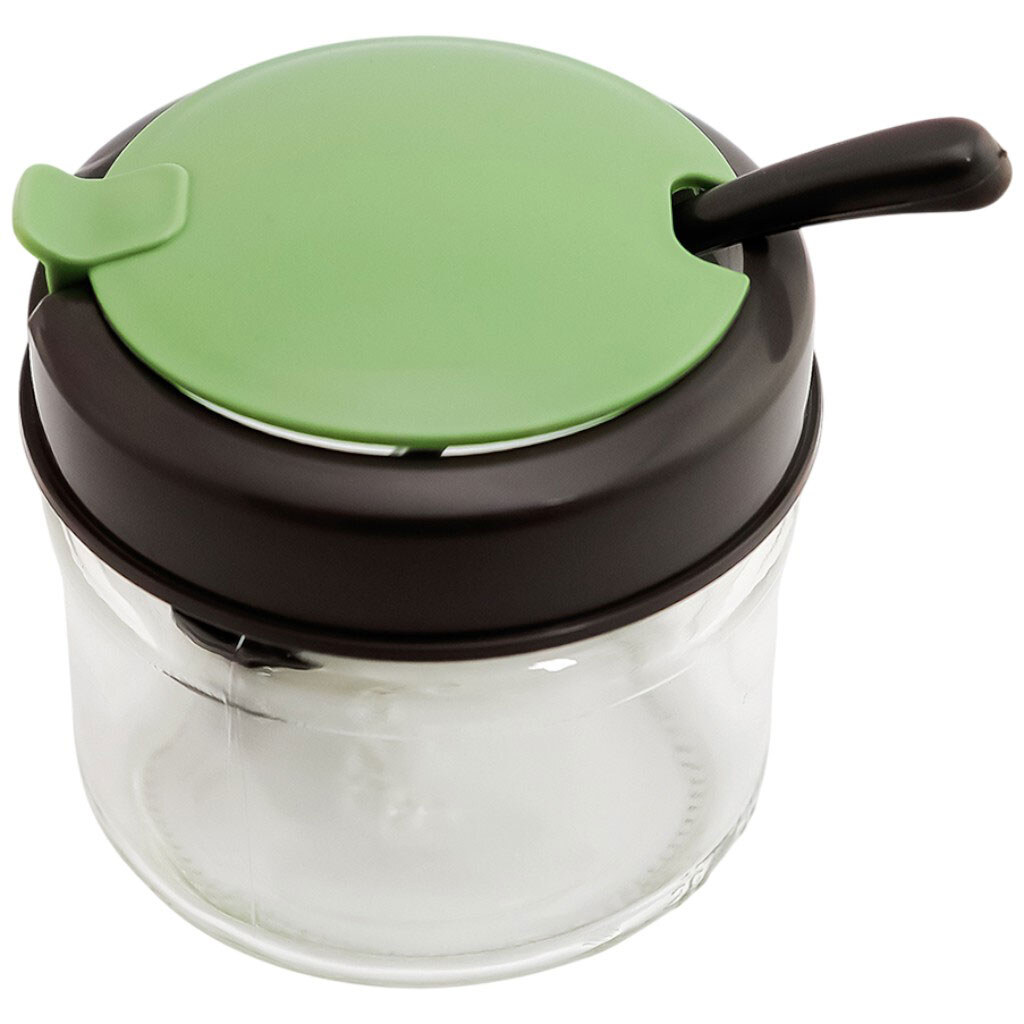 Цукорниця скляна з пластиковою кришкою, ложкою HEREVIN, 300 мл - № 2 Цукорниця скляна з пластиковою кришкою, ложкою HEREVIN, 300 мл - № 2