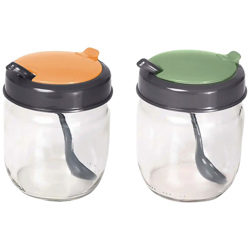 Цукорниця скляна з пластиковою кришкою, ложкою HEREVIN, 300 мл - № 3 Цукорниця скляна з пластиковою кришкою, ложкою HEREVIN, 300 мл - № 3