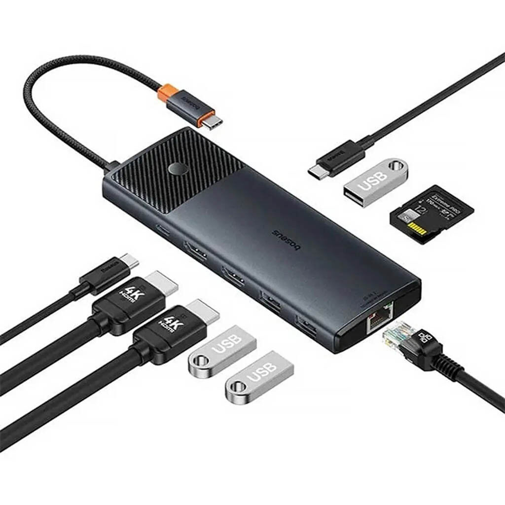 USB Hub Baseus B00061800123-01 Metal Gleam II OS, Чорний - № 3 USB Hub Baseus B00061800123-01 Metal Gleam II OS, Чорний - № 3