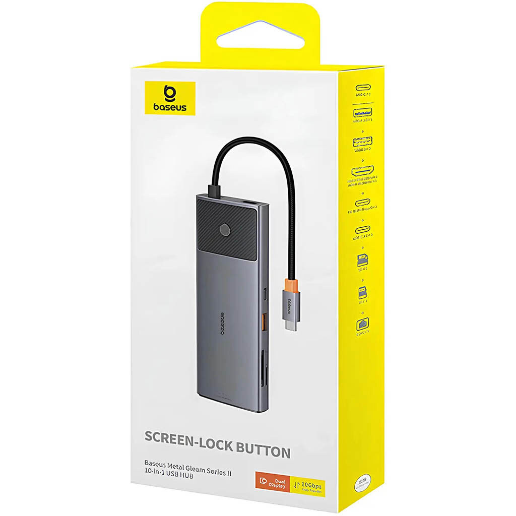 USB Hub Baseus B00061800123-01 Metal Gleam II OS, Чорний - № 5 USB Hub Baseus B00061800123-01 Metal Gleam II OS, Чорний - № 5