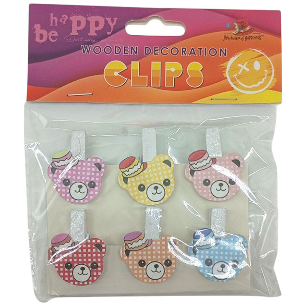 Дерев'яні декоративні затискачі, 6шт, Art Studio Of Happiness - № 1 Дерев'яні декоративні затискачі, 6шт, Art Studio Of Happiness - № 1