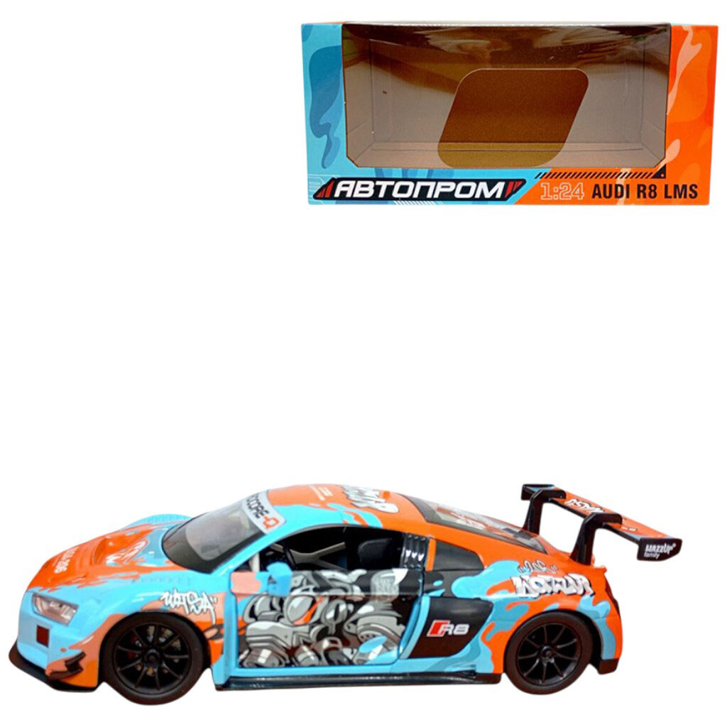 Машина мет. 1:24, "Audi R8 LMS", батар., світло, звук, відкр. двері, Автопром - № 1 Машина мет. 1:24, "Audi R8 LMS", батар., світло, звук, відкр. двері, Автопром - № 1